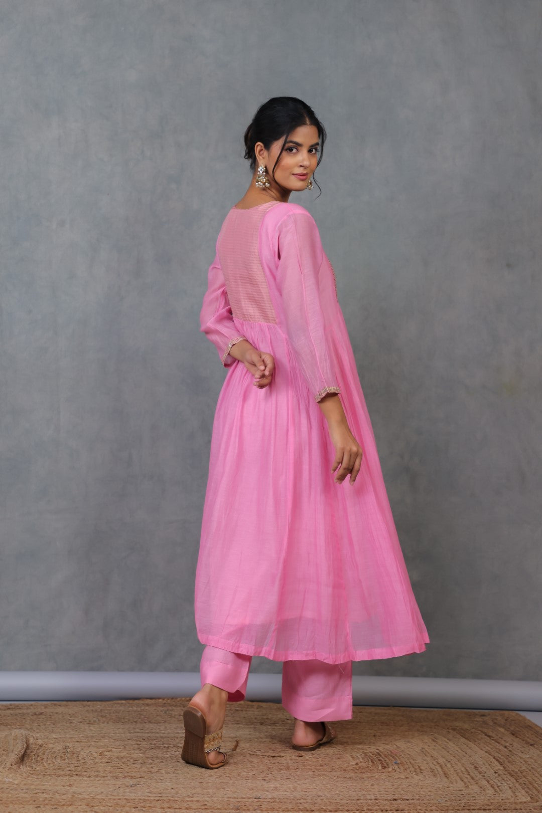 Pink Chanderi Kurta with Pitan work