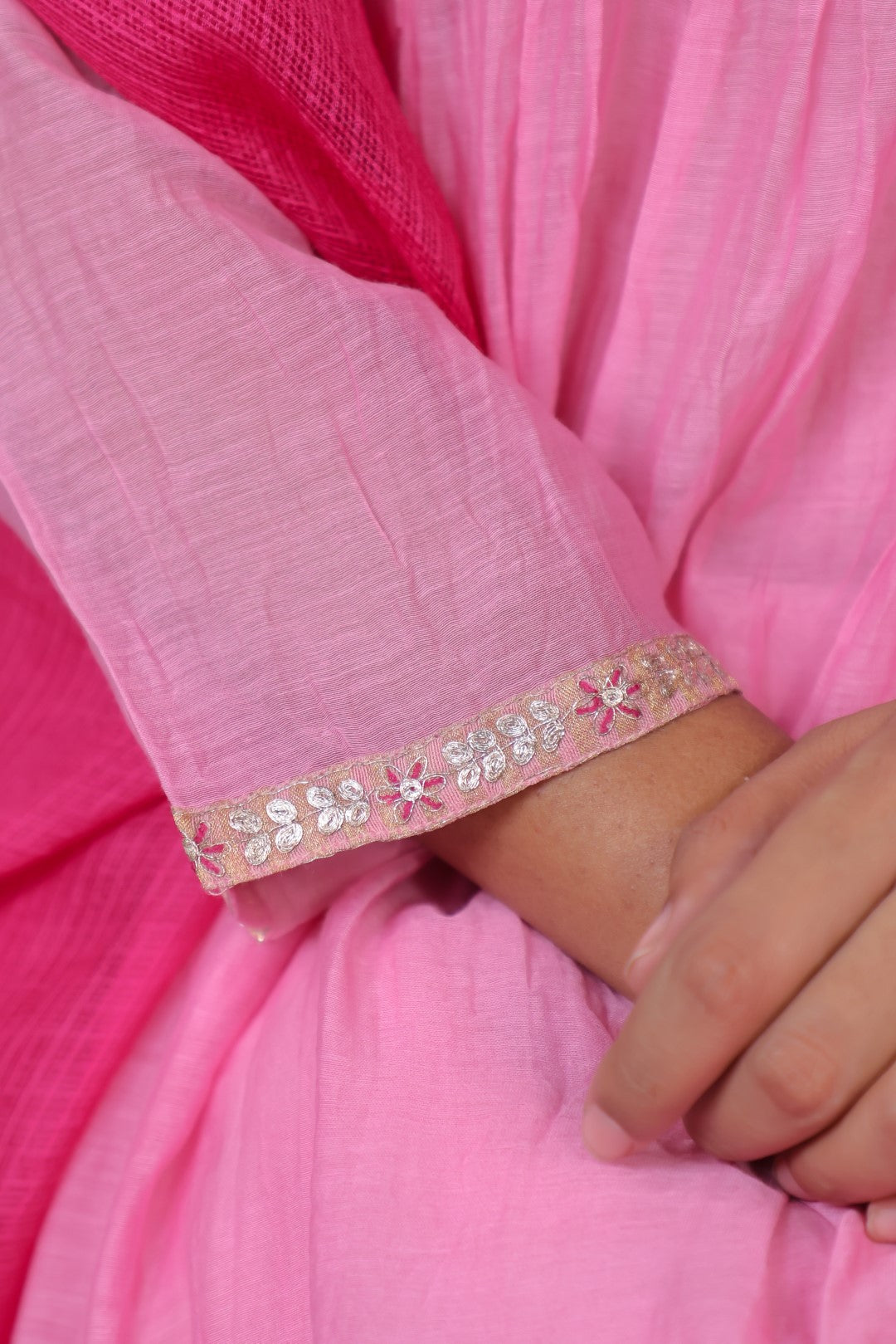 Pink Chanderi Kurta with Pitan work