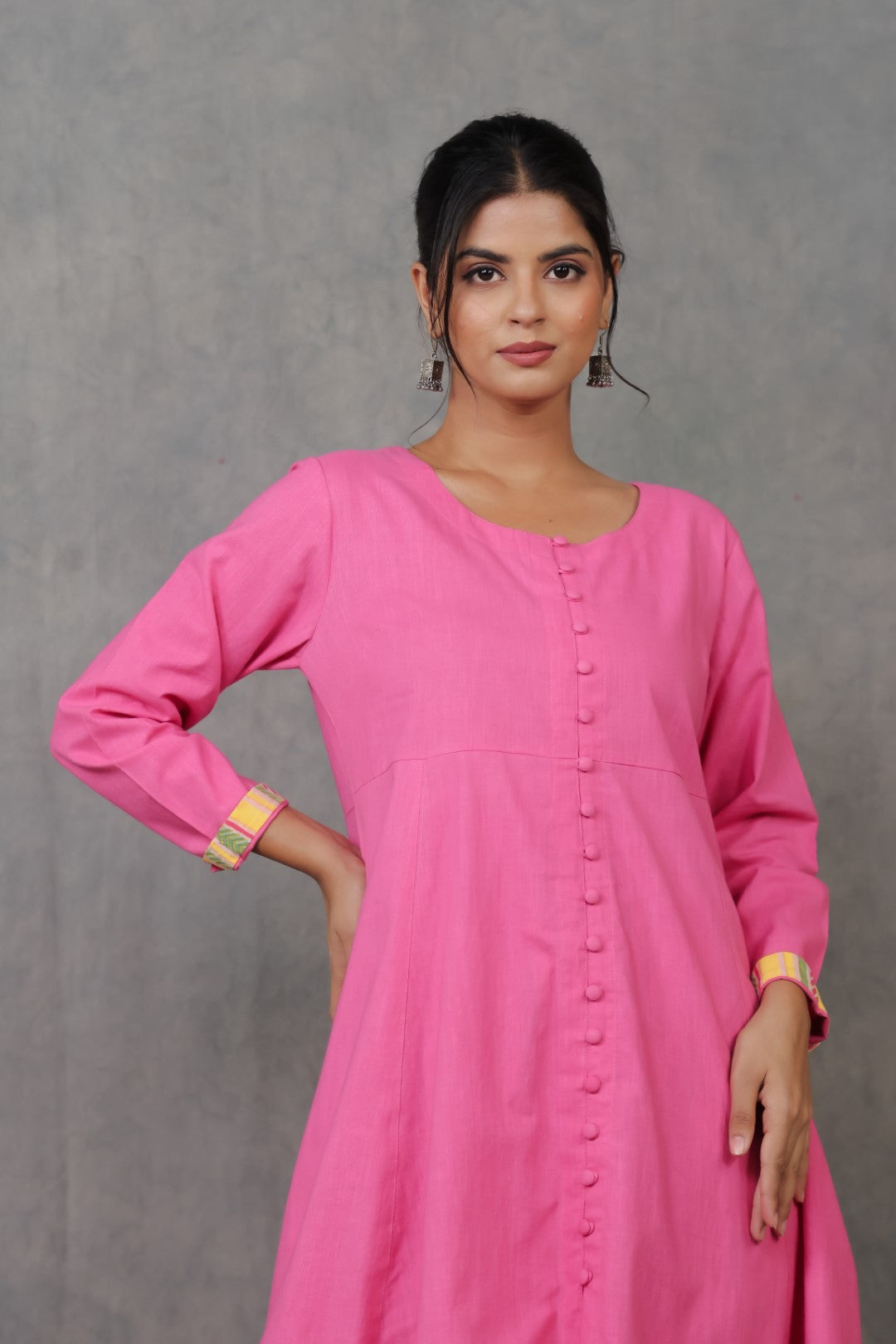 Anarkali kurta w/Chevron cuff