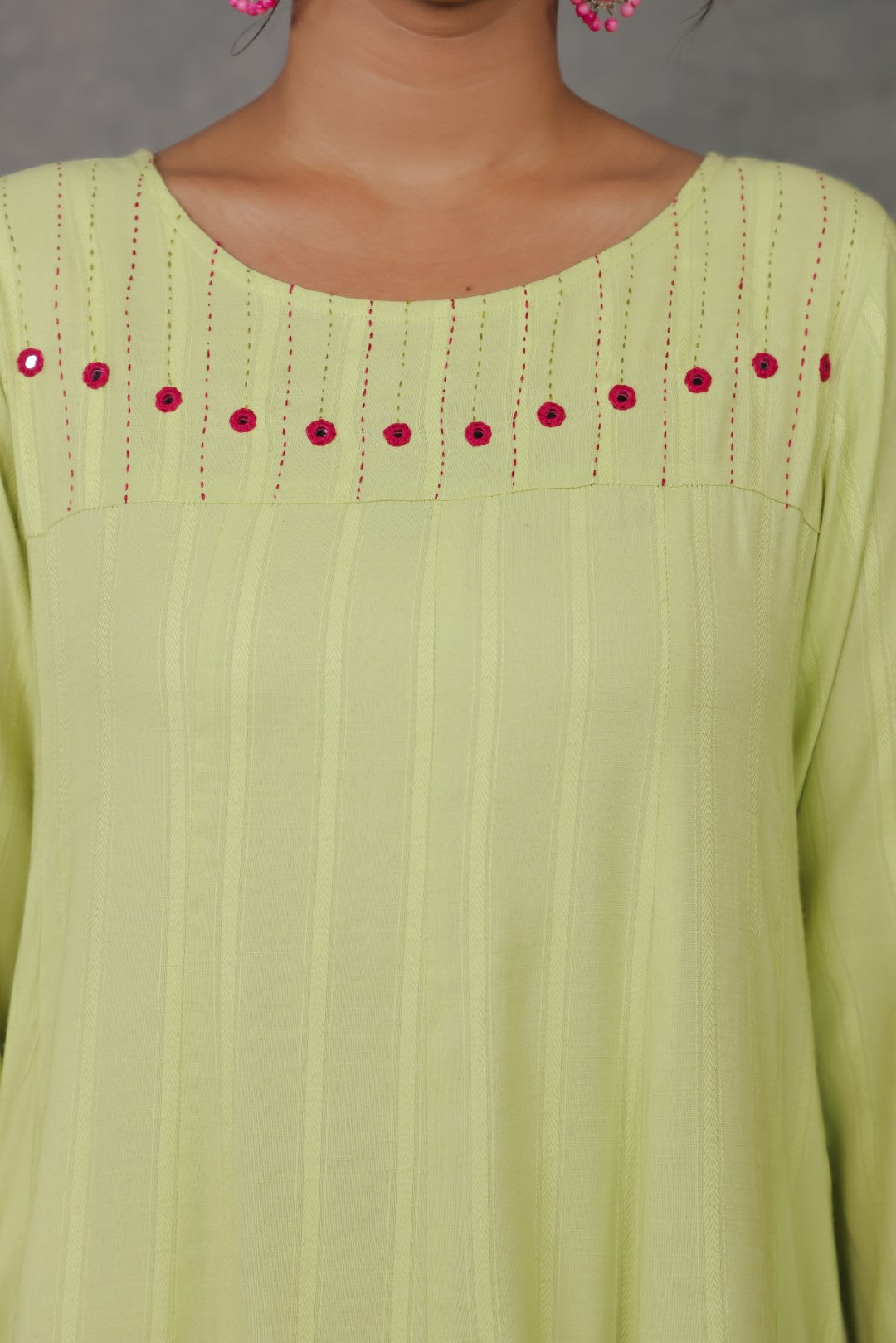 Green Dobby with Mirror Work