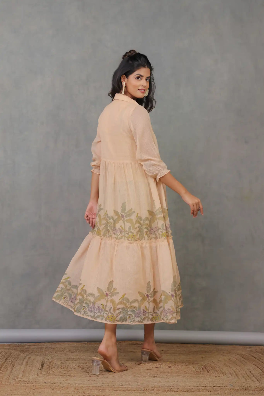Beige Kota Palm Print Dress