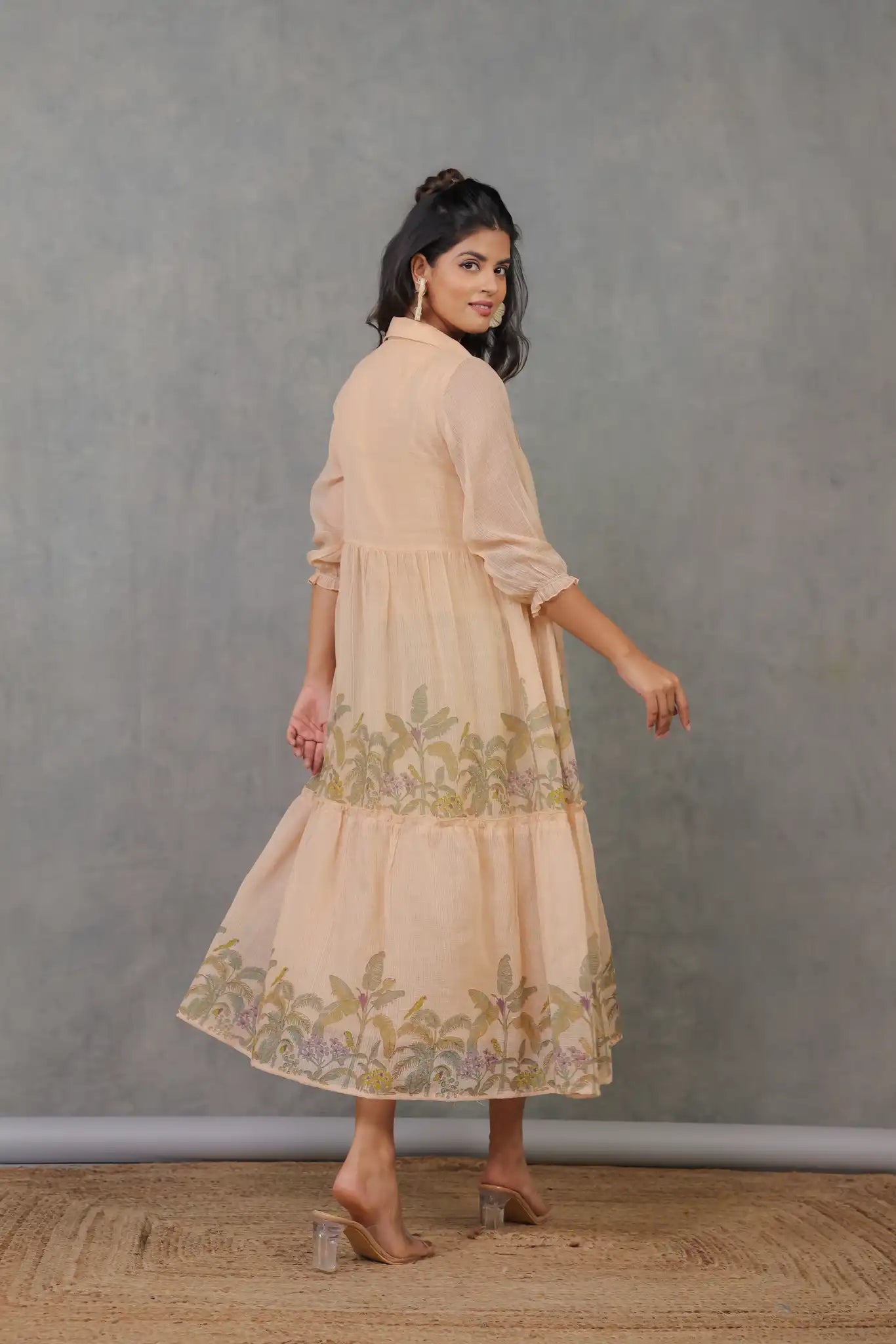 Beige Kota Palm Print Dress