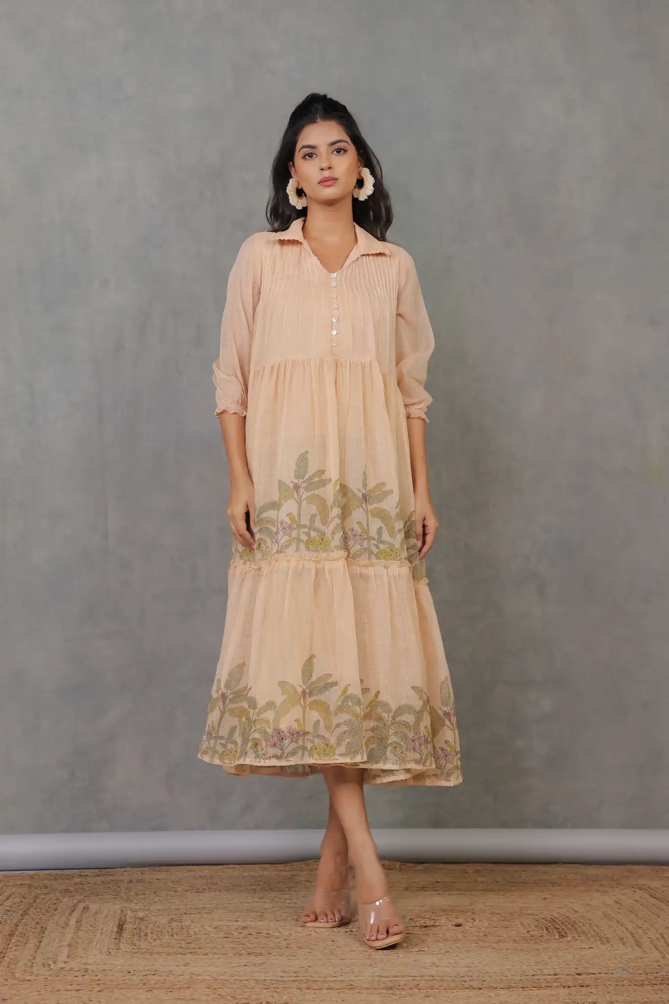Beige Kota Palm Print Dress