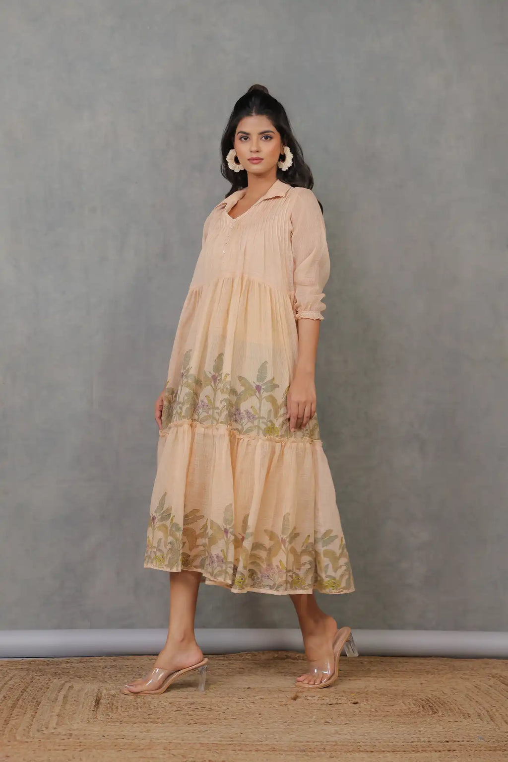 Beige Kota Palm Print Dress