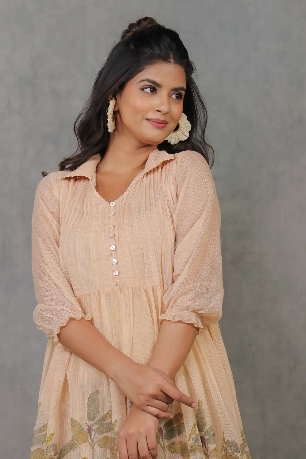 Beige Kota Palm Print Dress