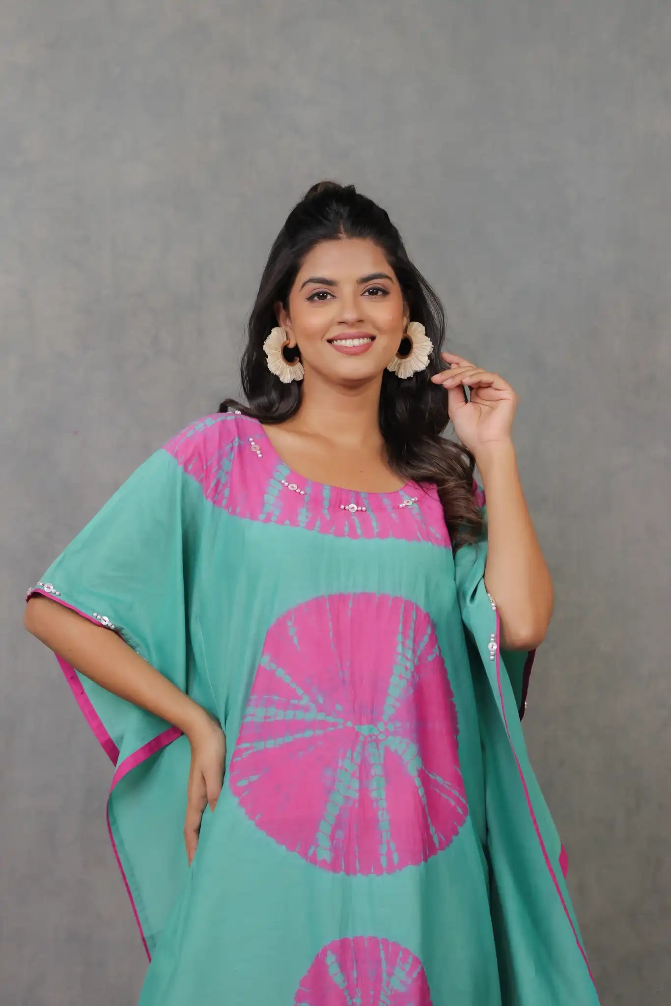 Tiffany habutai silk shibori kaftan