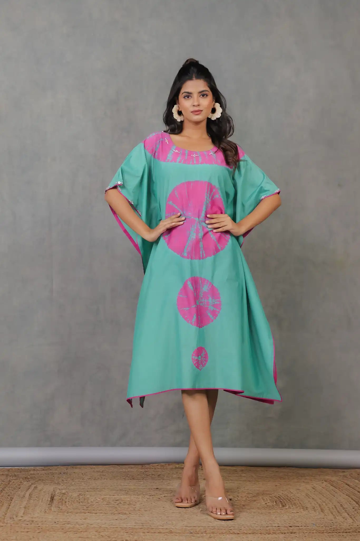 Tiffany habutai silk shibori kaftan