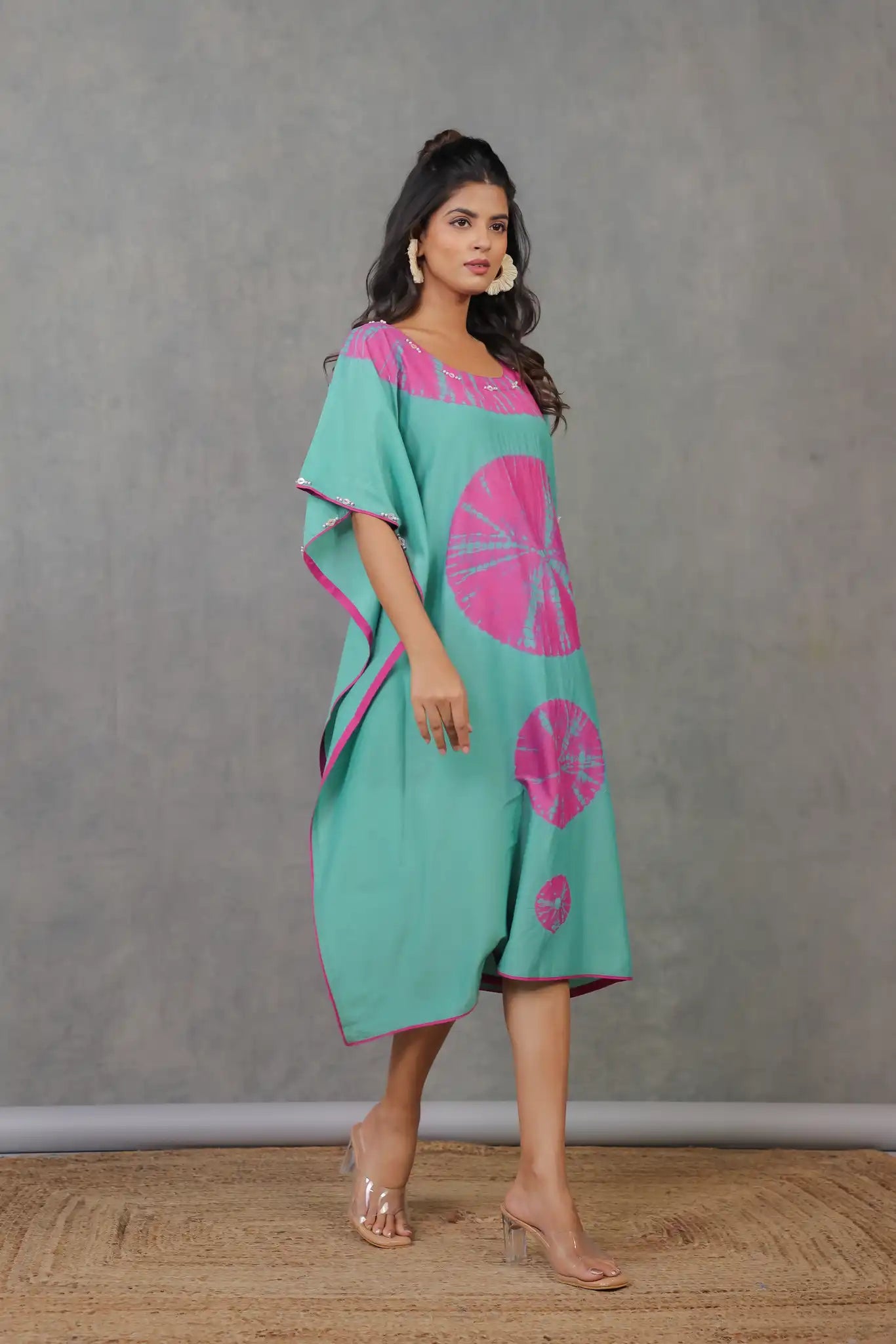 Tiffany habutai silk shibori kaftan