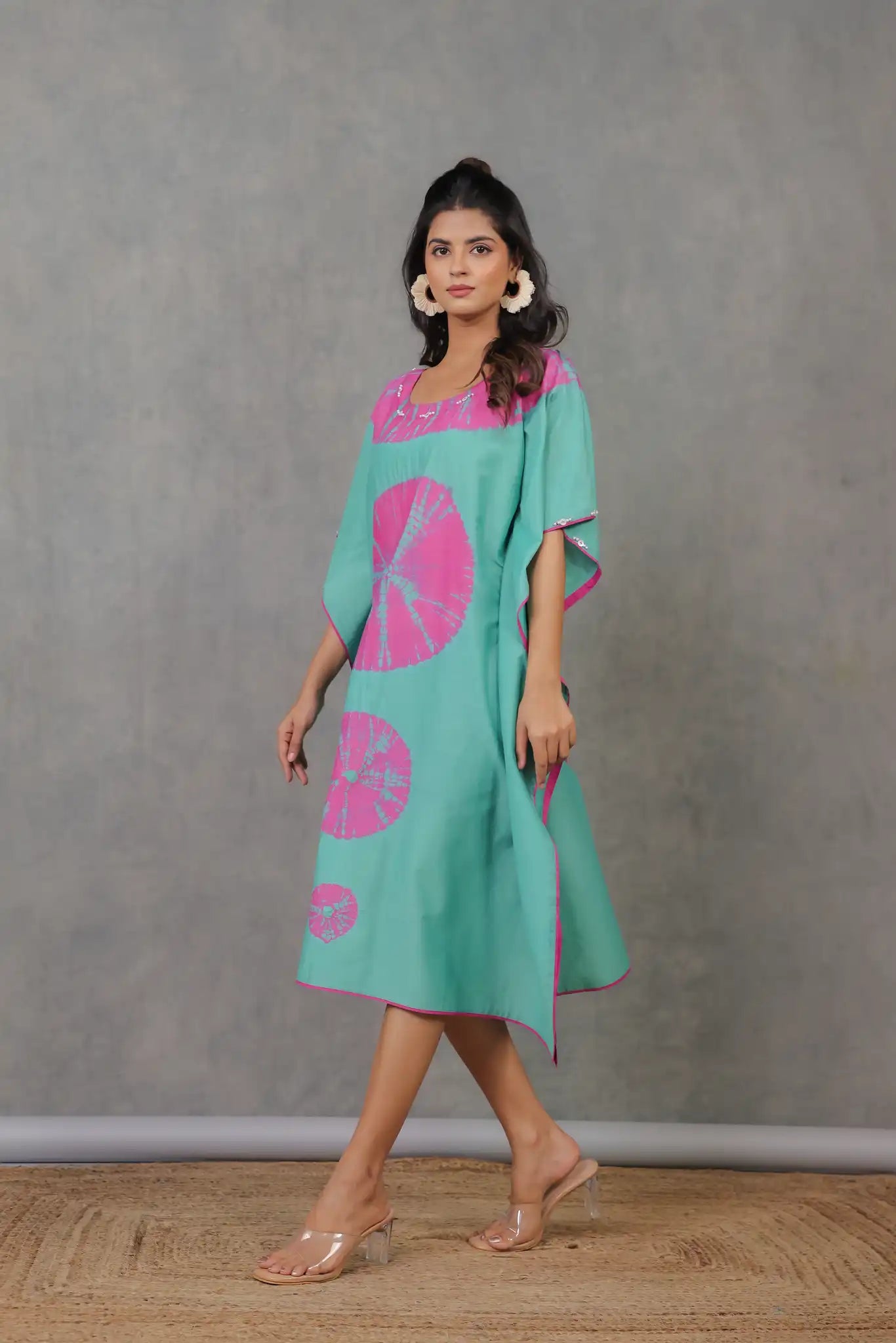 Tiffany habutai silk shibori kaftan