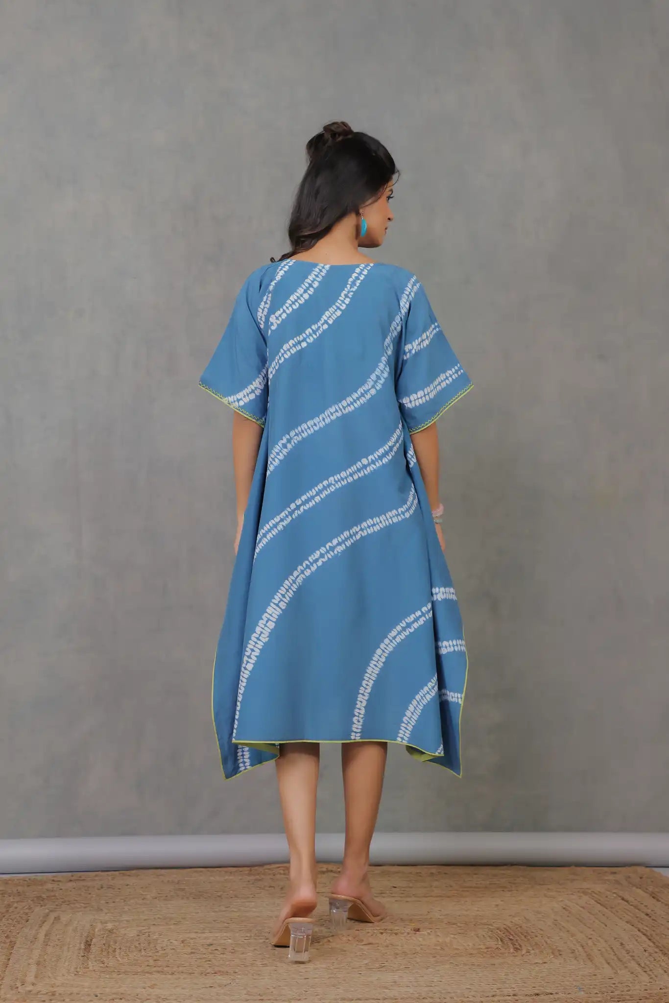 Saphire cotton silk shibori kaftan
