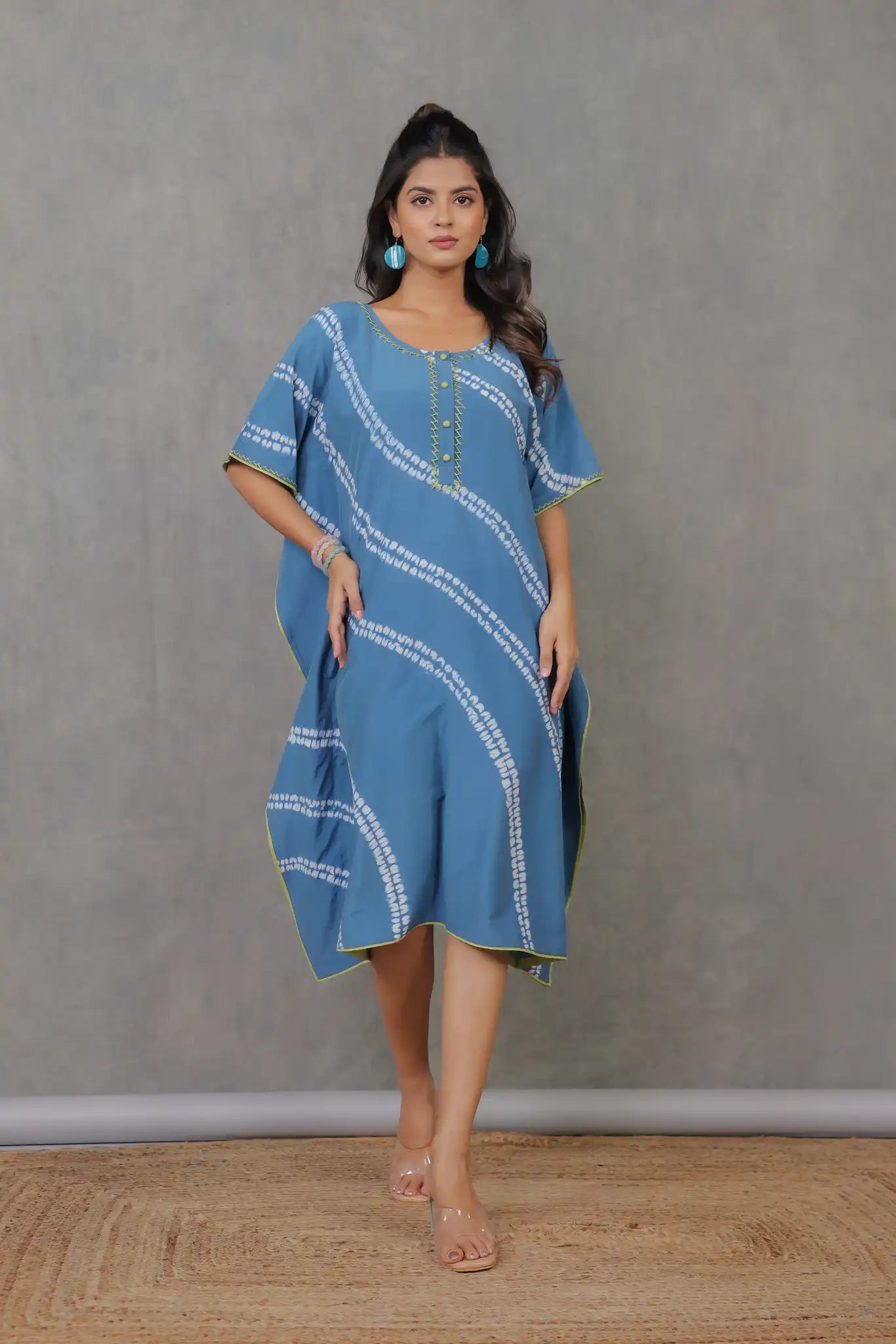 Saphire cotton silk shibori kaftan