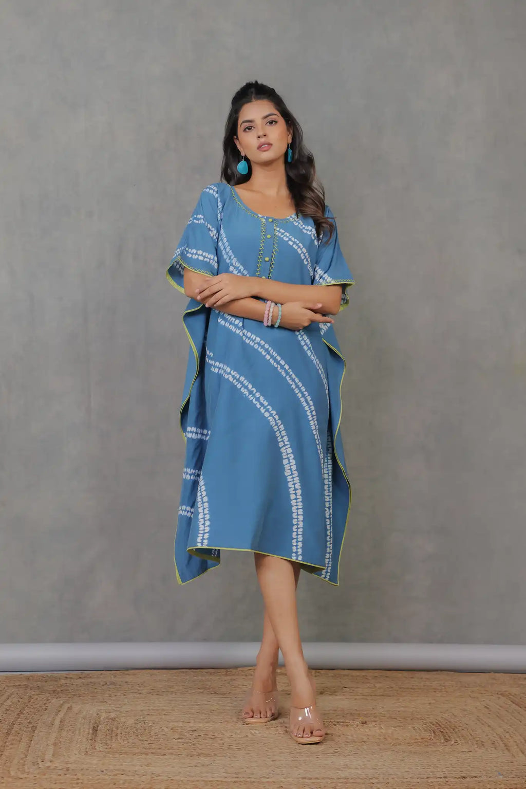 Saphire cotton silk shibori kaftan