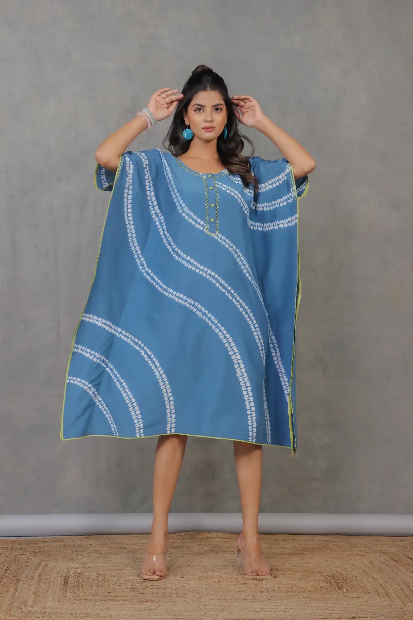 Saphire cotton silk shibori kaftan