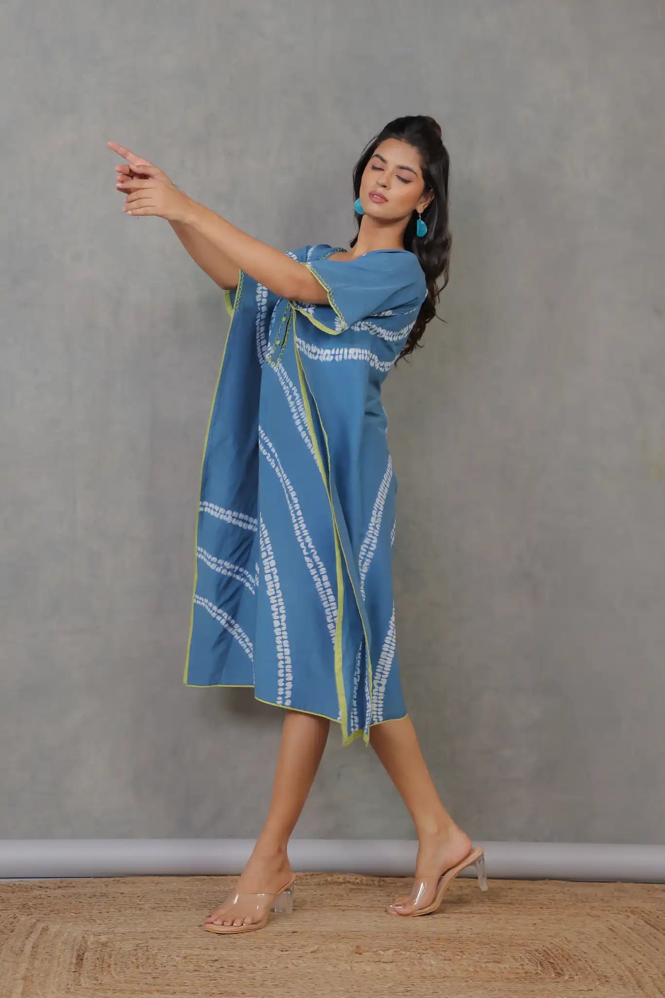 Saphire cotton silk shibori kaftan