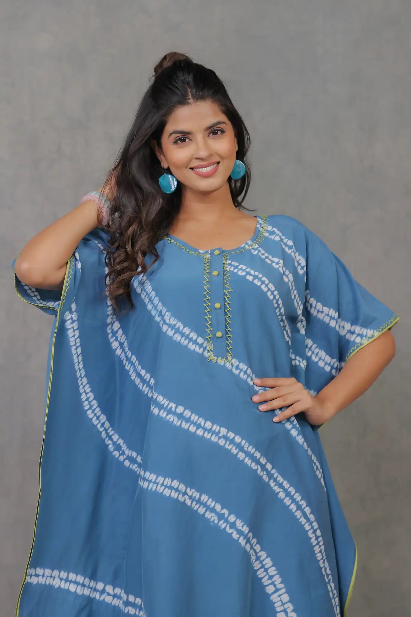 Saphire cotton silk shibori kaftan