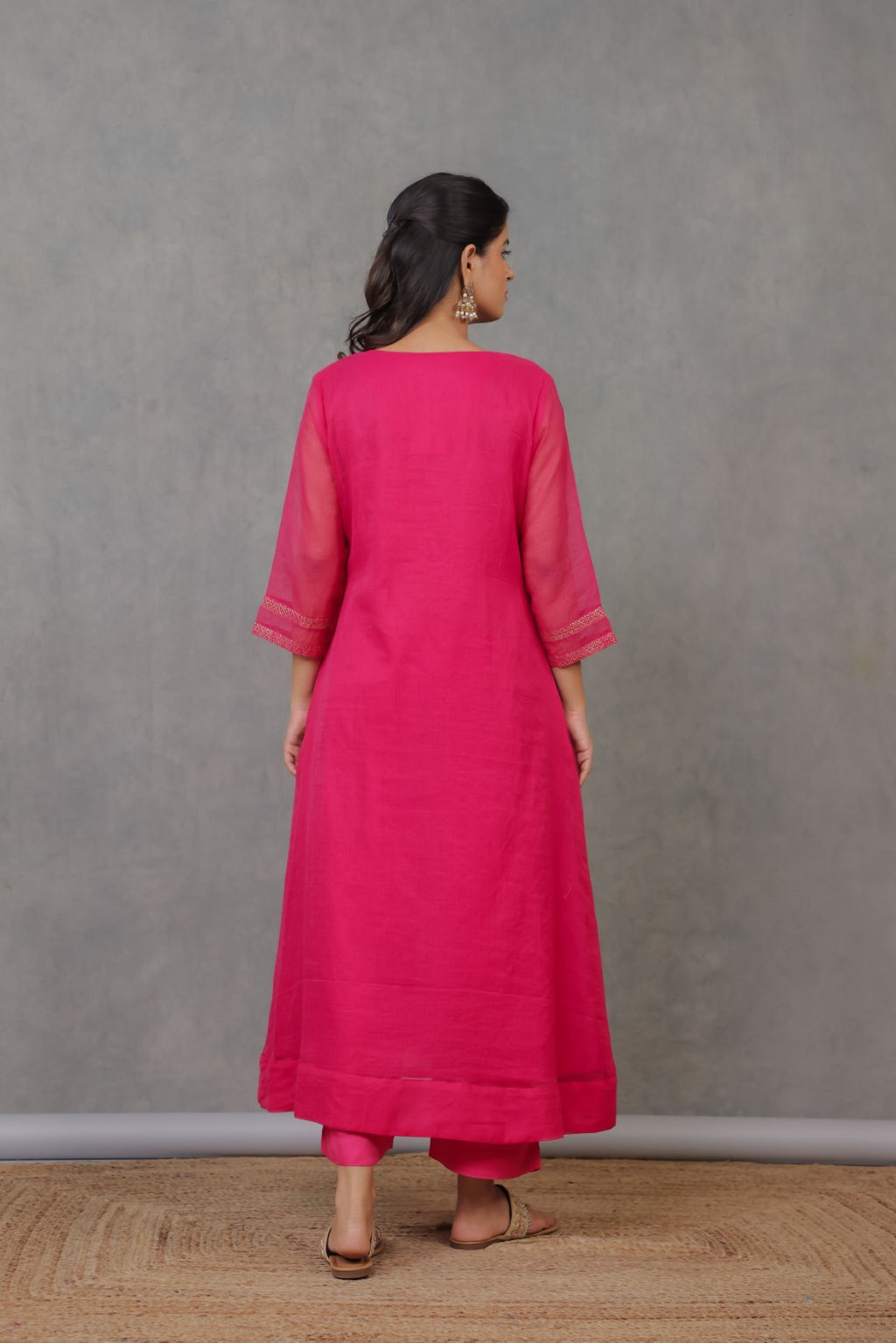 Dark Pink Rogan art Kurta