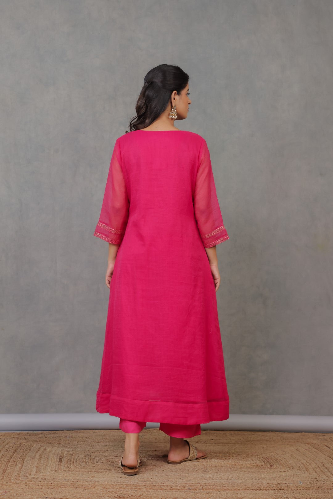 Dark Pink Rogan art Kurta