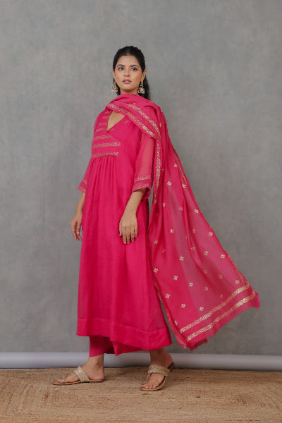 Dark Pink Rogan art Kurta