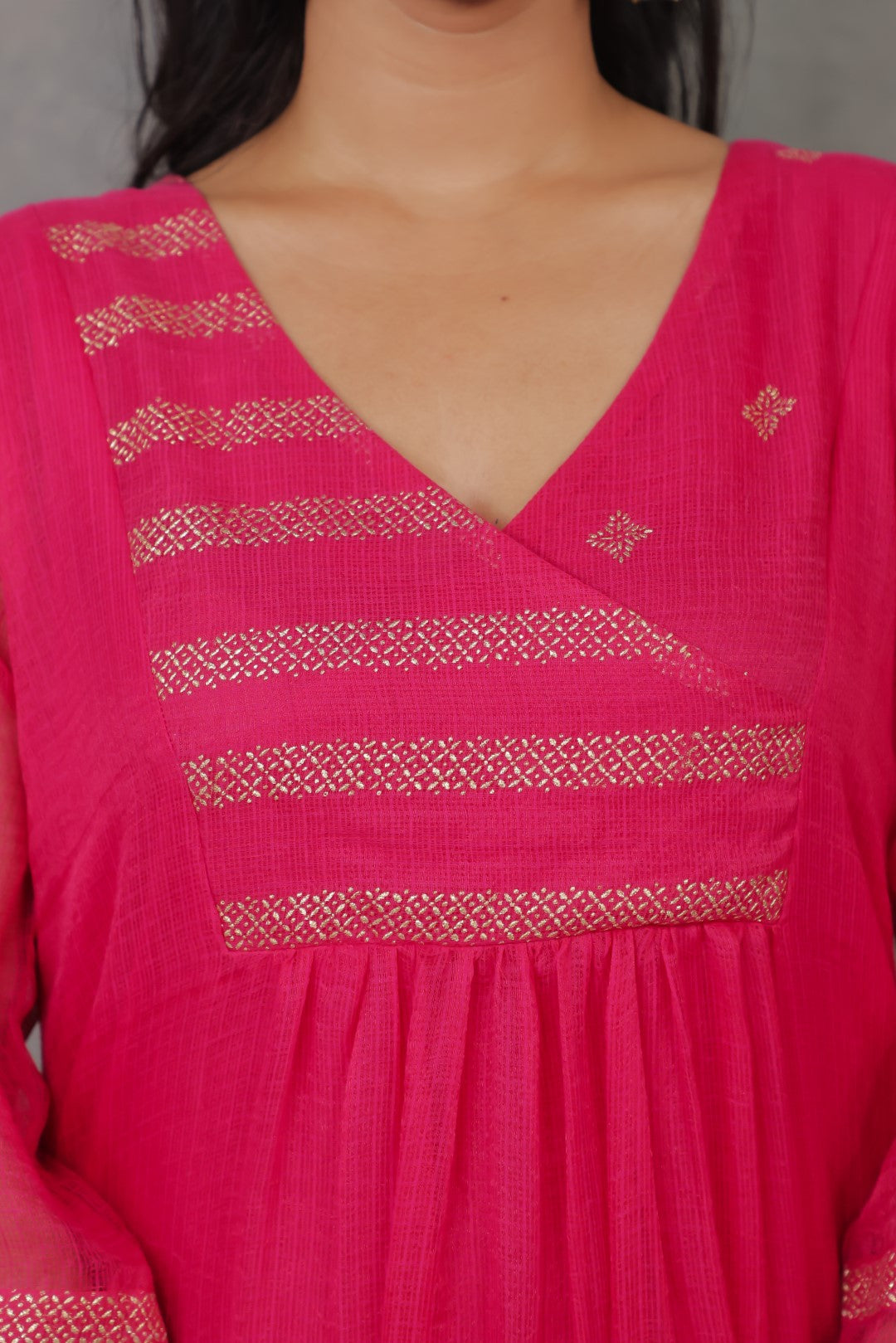 Dark Pink Rogan art Kurta
