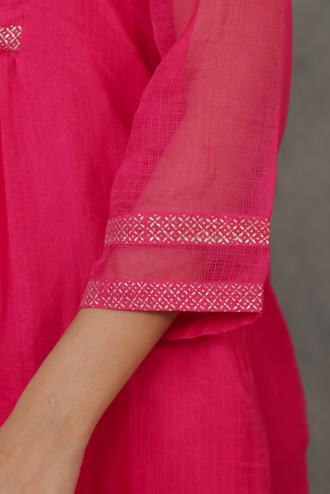 Dark Pink Rogan art Kurta