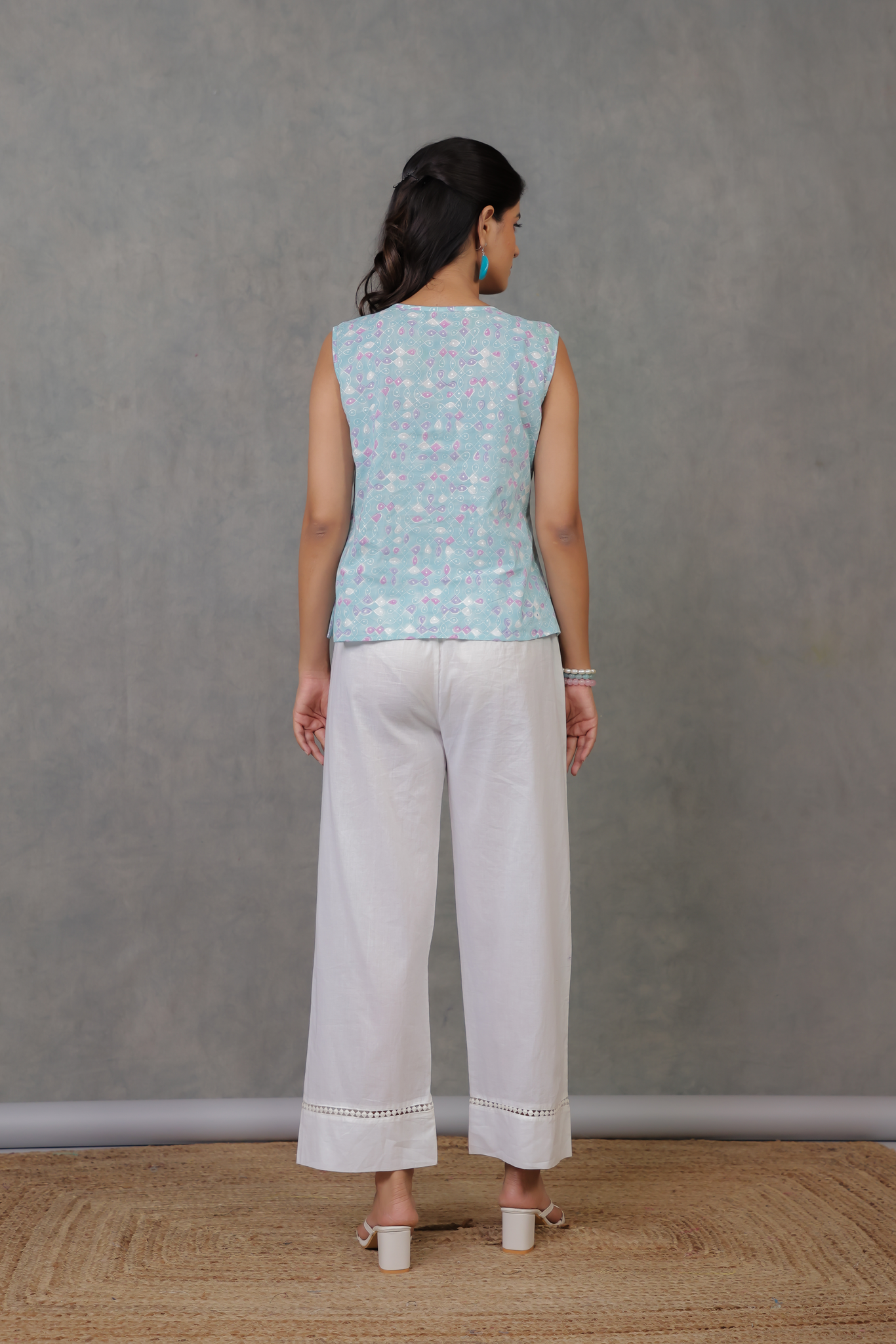 Cutie Patootie Pintuck Top -  Teal Kolam