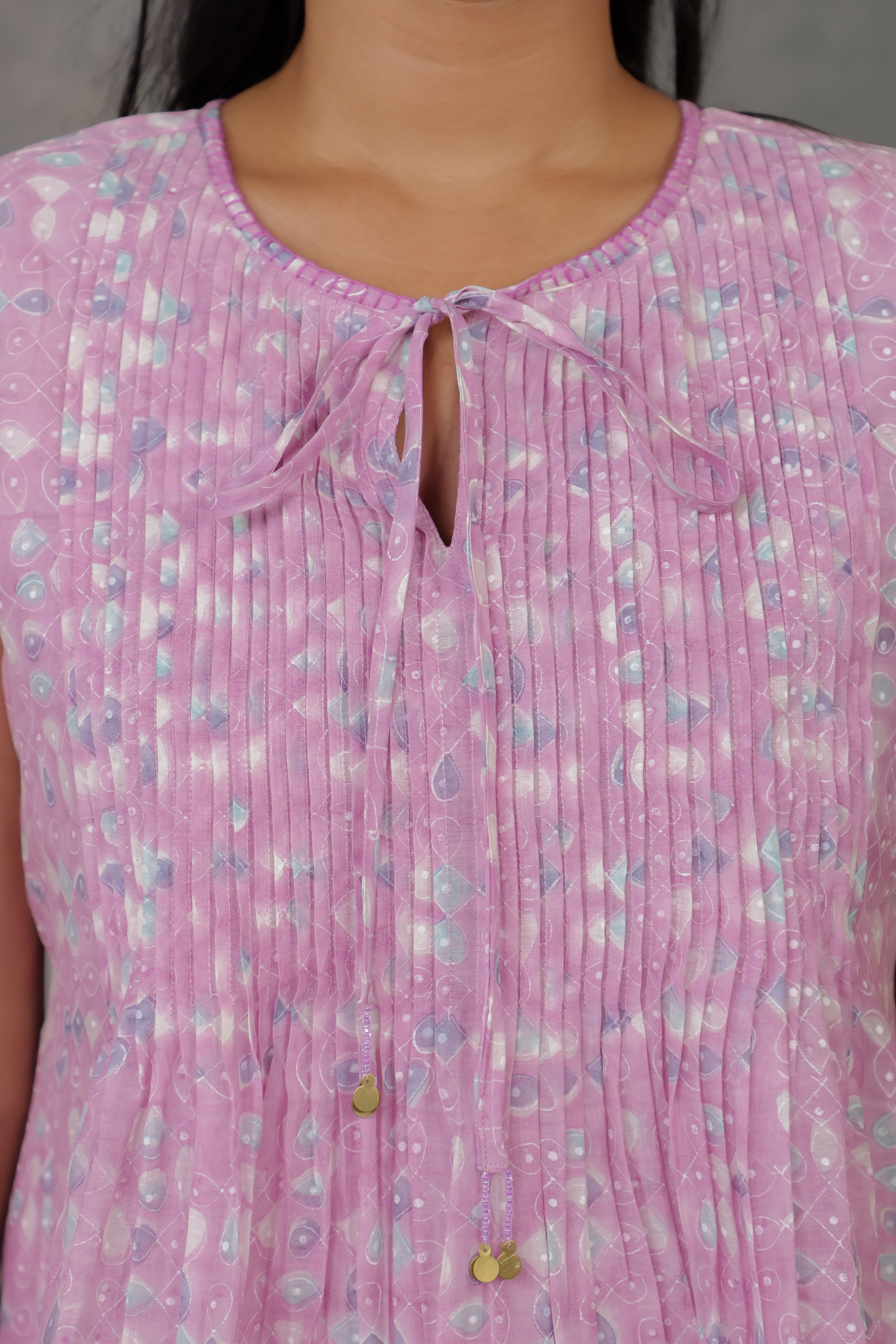 Cutie Patootie Pintuck Top -  Lavender Kolam