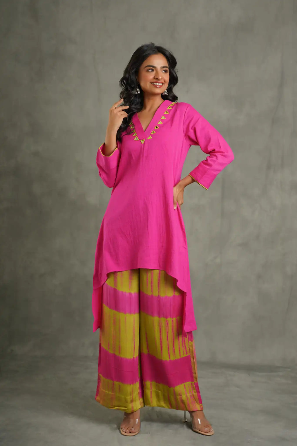 Rani Pink Modal Embroidered Kurta