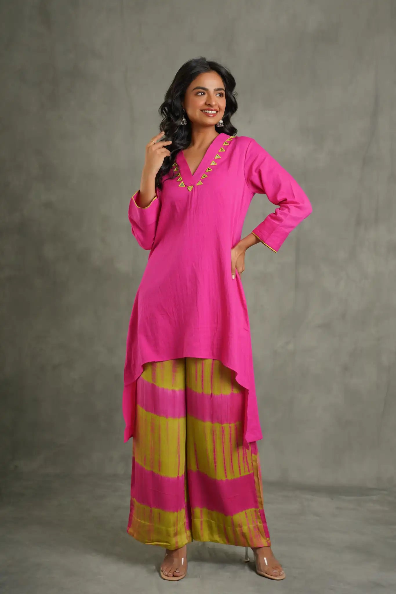Rani Pink Modal Embroidered Kurta