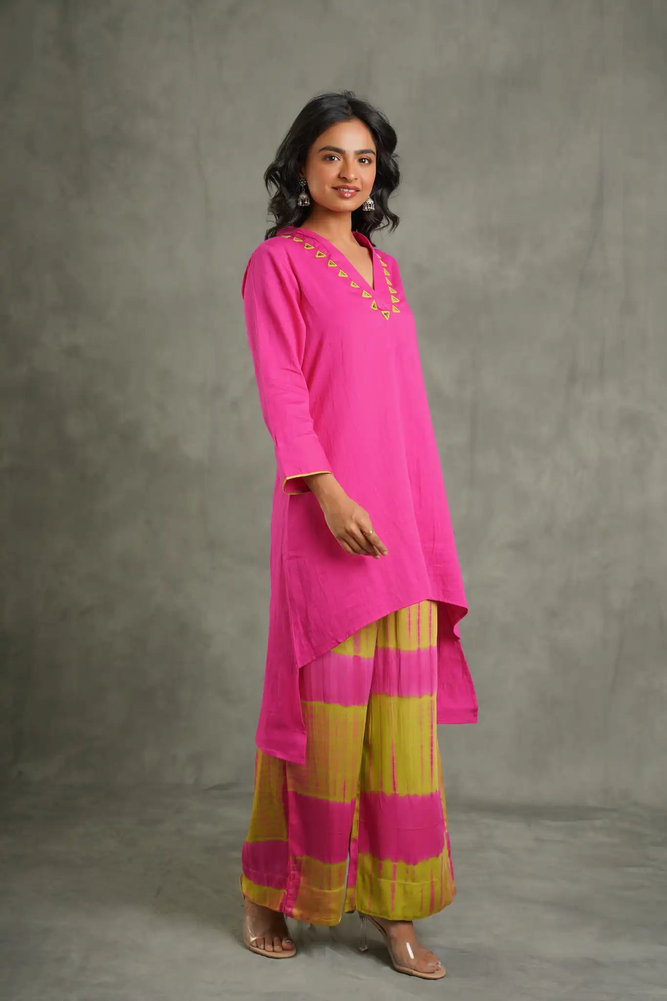 Rani Pink Modal Embroidered Kurta