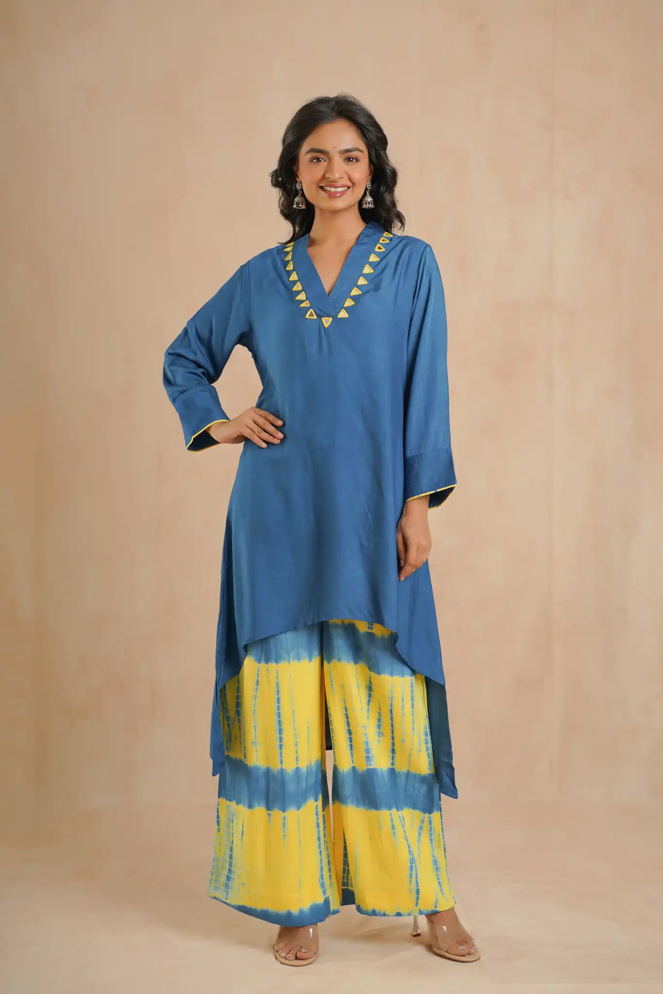 Indigo Modal Embroidered Kurta