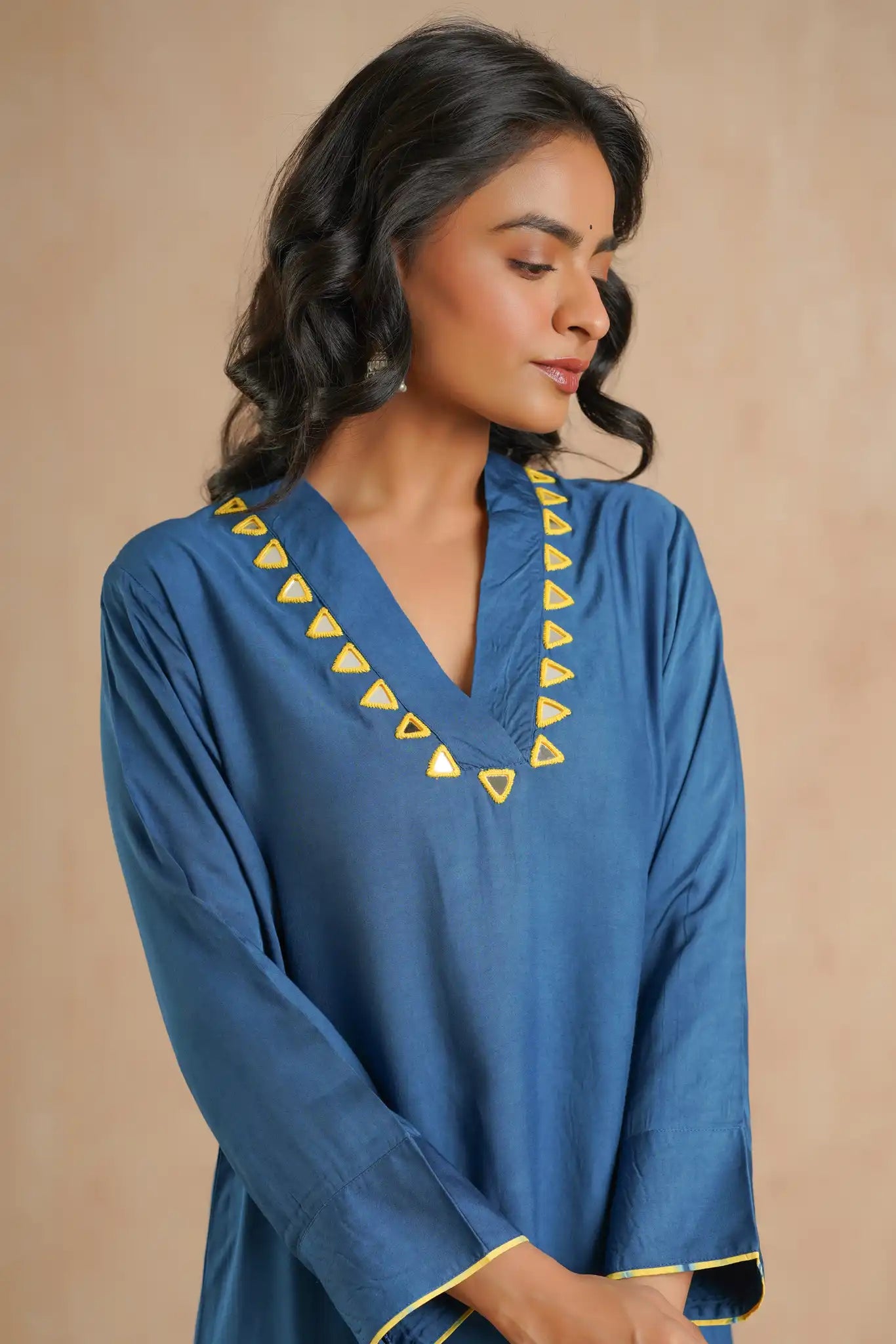 Indigo Modal Embroidered Kurta