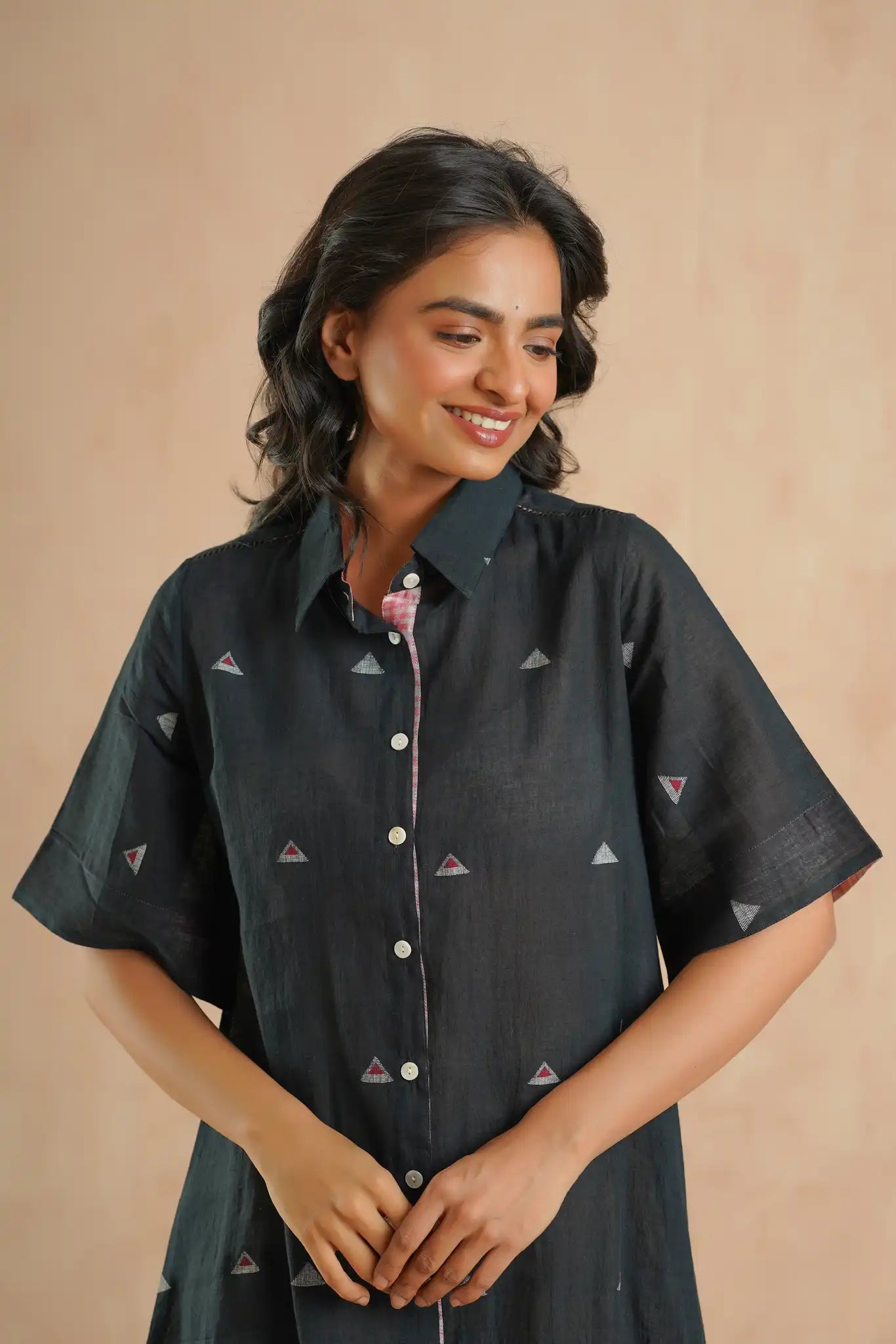 Taffeta Moon Patch Dress-Black