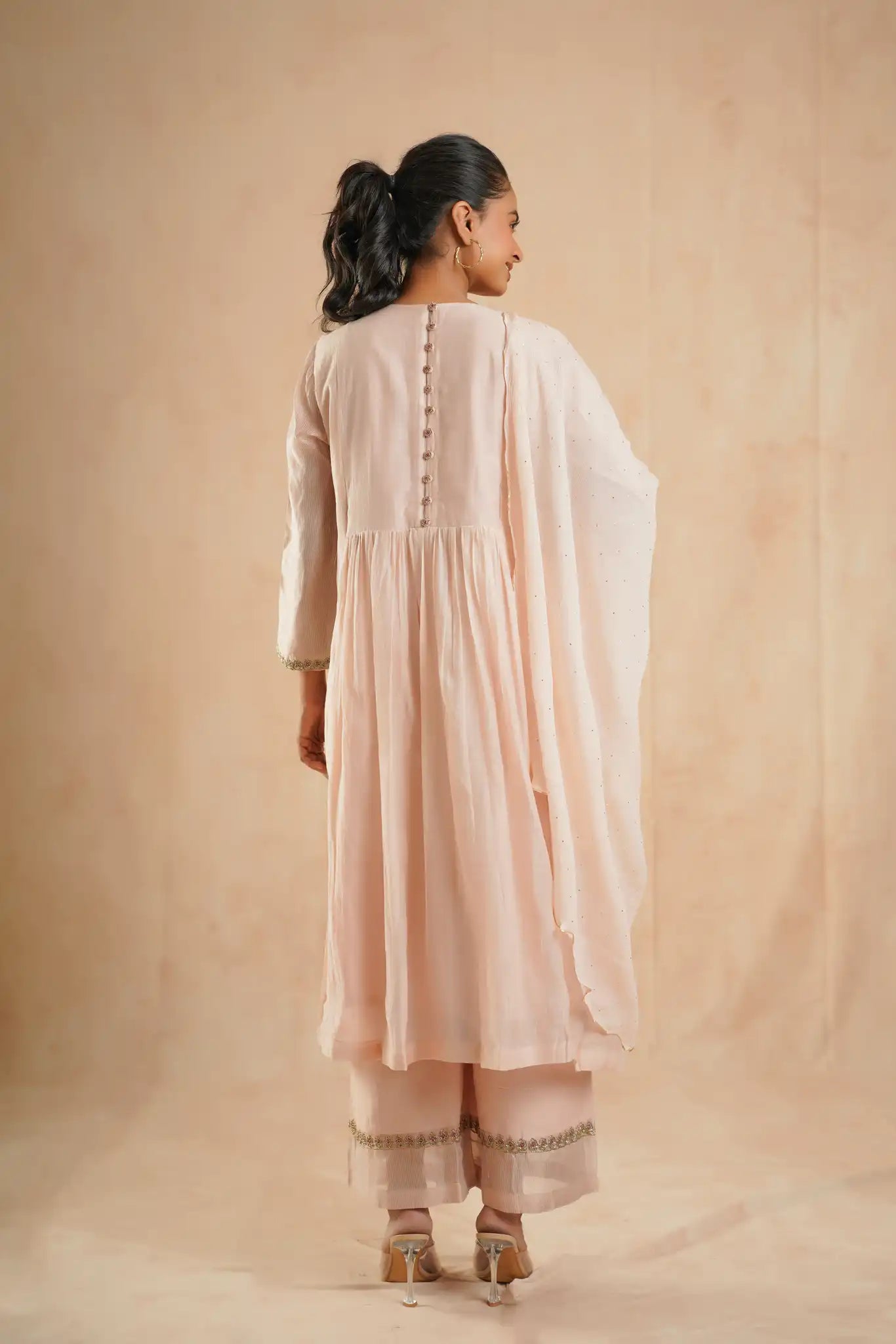 Pink Vintage Kurta Set with Dabka Pitan Work