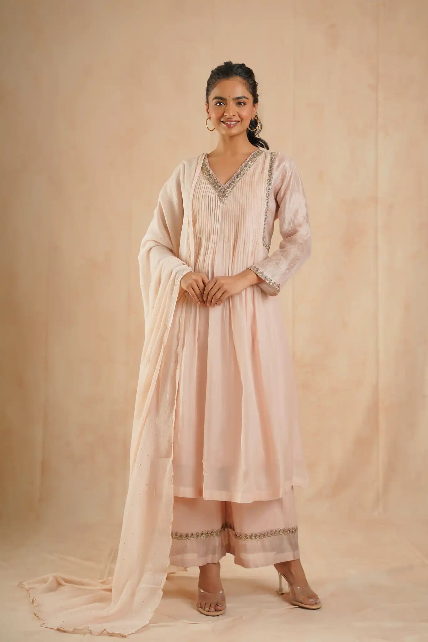 Pink Vintage Kurta Set with Dabka Pitan Work