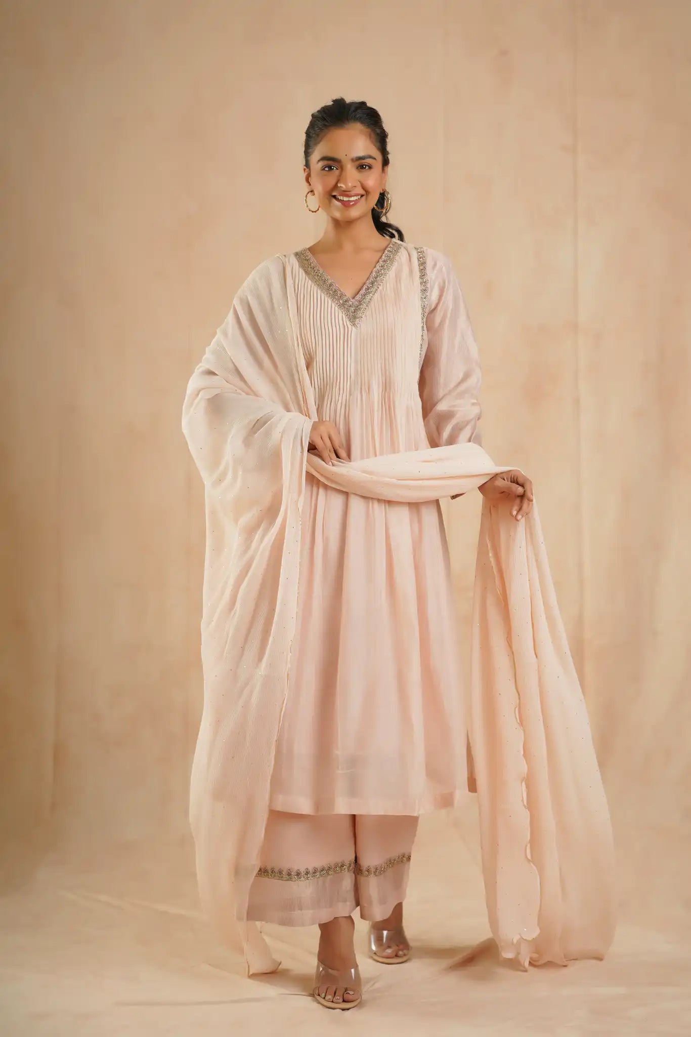 Pink Vintage Kurta Set with Dabka Pitan Work