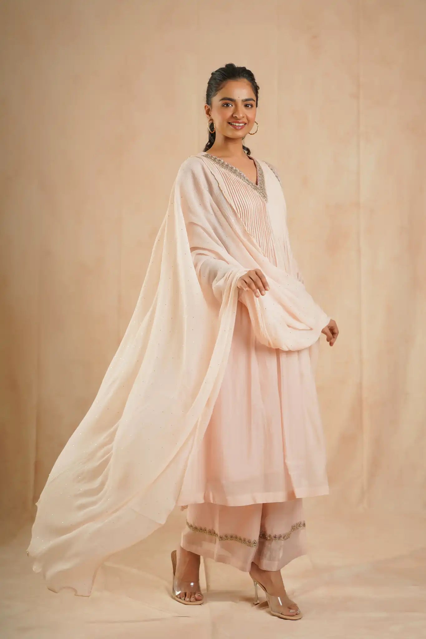 Pink Vintage Kurta Set with Dabka Pitan Work