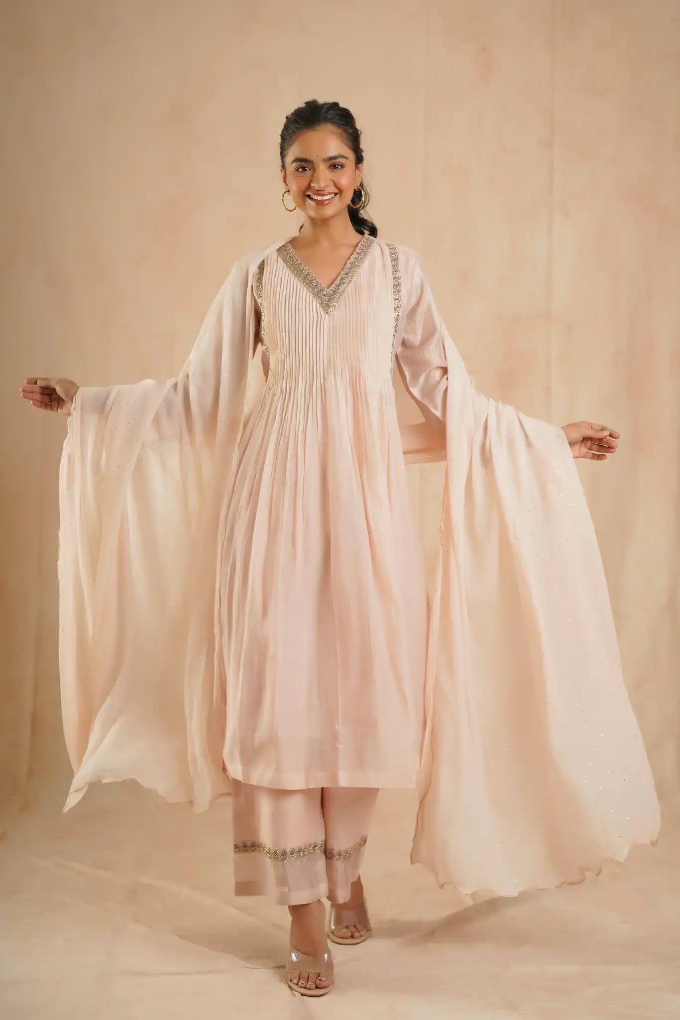 Pink Vintage Kurta Set with Dabka Pitan Work