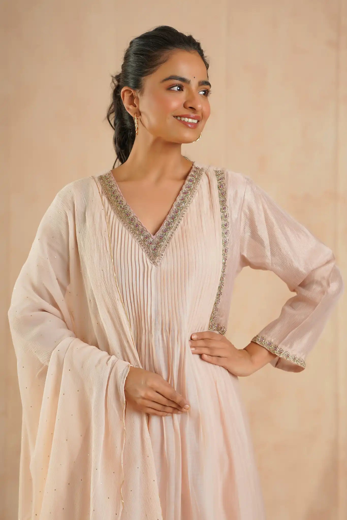 Pink Vintage Kurta Set with Dabka Pitan Work