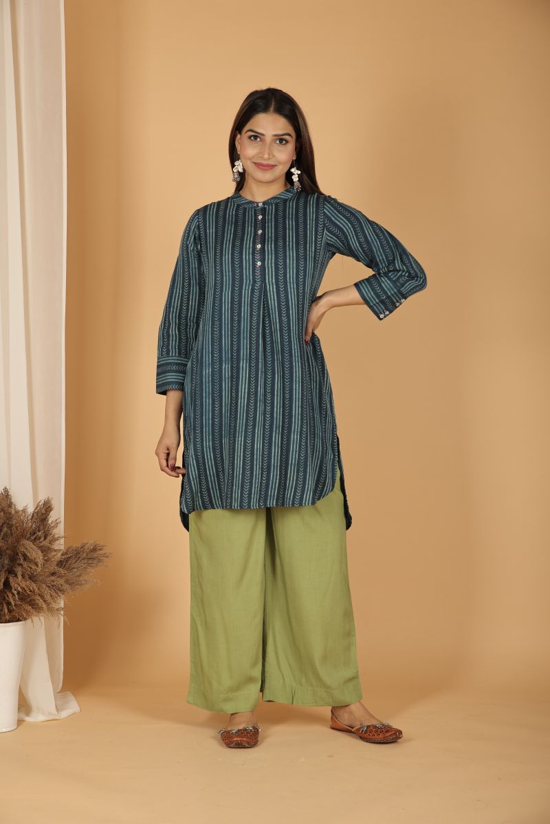 Satin Cotton Natural Dye Kurta - Green