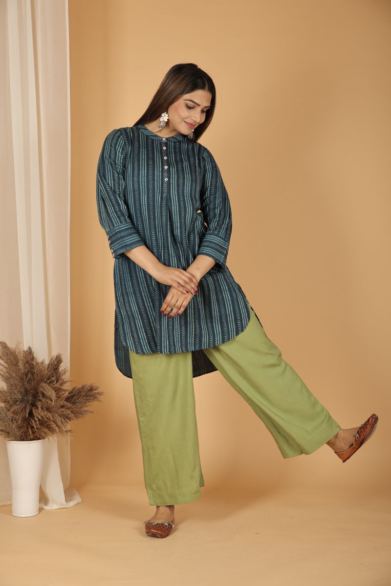Satin Cotton Natural Dye Kurta - Green
