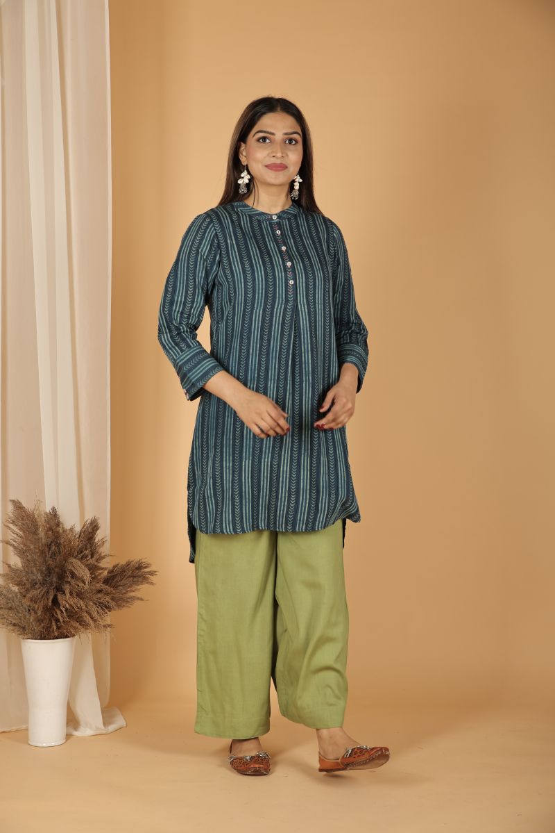 Satin Cotton Natural Dye Kurta - Green