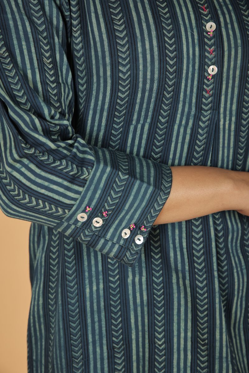 Satin Cotton Natural Dye Kurta - Green