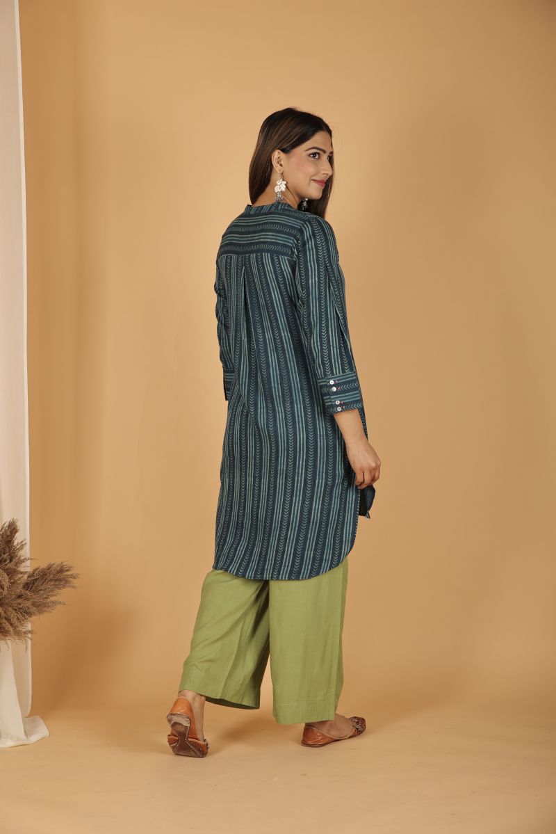 Satin Cotton Natural Dye Kurta - Green