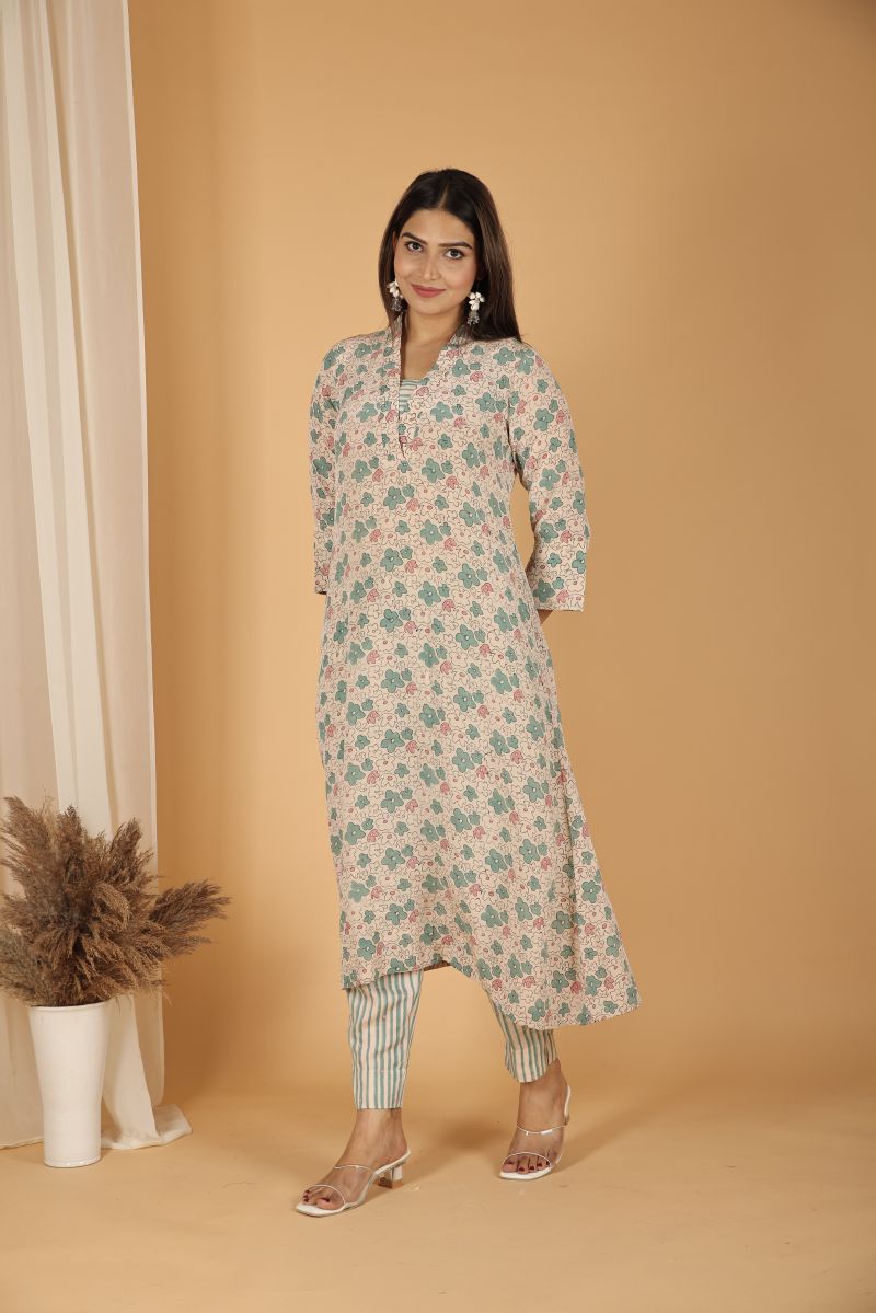 Apple Orchard Crêpe Kurta - 3 pcs Set