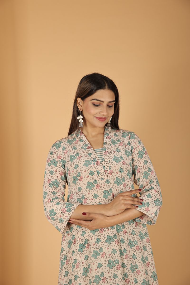 Apple Orchard Crêpe Kurta - 3 pcs Set