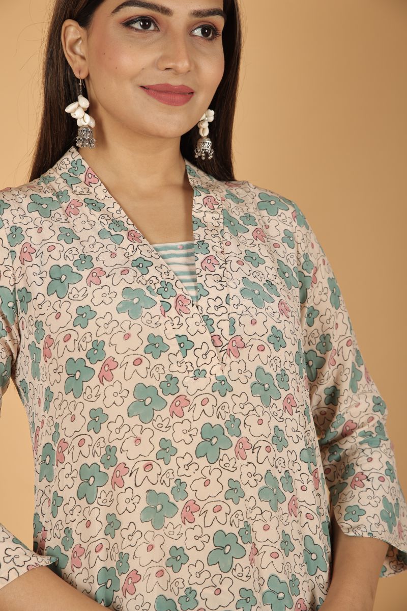 Apple Orchard Crêpe Kurta - 3 pcs Set