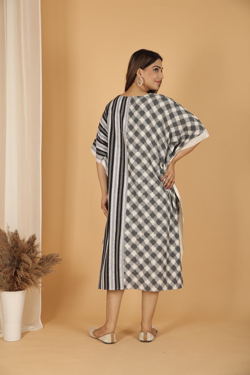 Double Ikat Cotton Kaftan - Black
