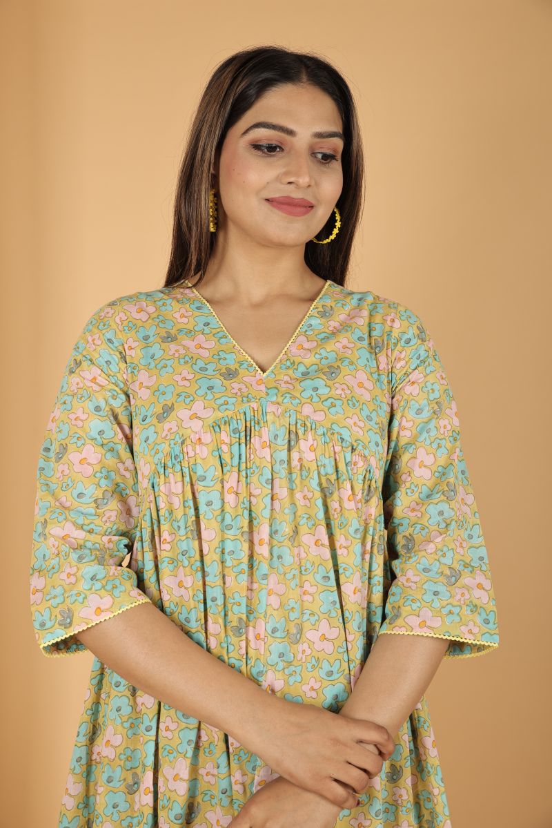 Apple Orchard Aliya Cut Cotton Kurta