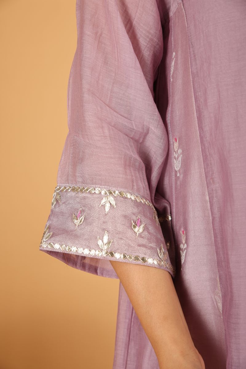 Purple Chanderi Kurta with Gota work - Set