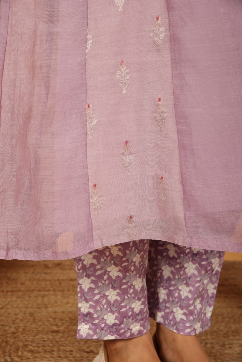 Purple Chanderi Kurta with Gota work - Set